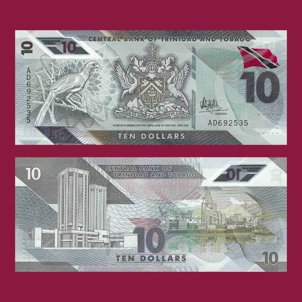 Trinidad And Tobago Dollars W Unc Polymer Banknotehub